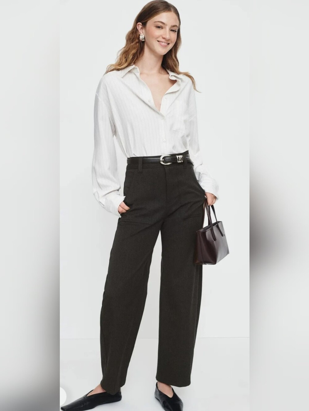 Fifteen Twenty HOT ITEM! Stevie Barrel Leg Ankle Pant in Charcoal. Sz 2. R2S!